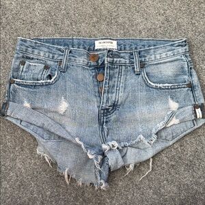 One Teaspoon Light Blue Frayed Jean Shorts